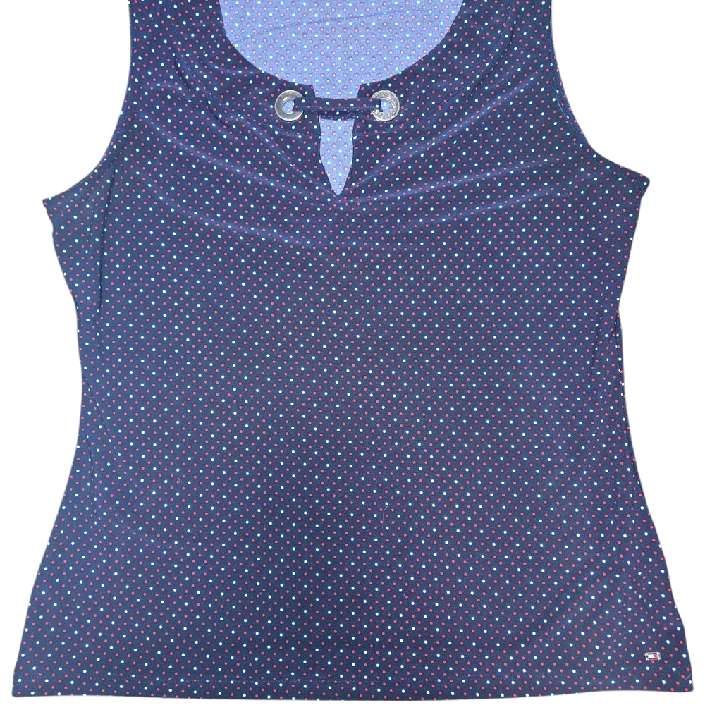 Tommy Hilfiger Sleeveless Red, White, Blue Top w Keyhole Neck